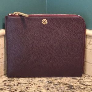 NEW LARGE Dagne Dover Elle Ox Blood Clutch Leather